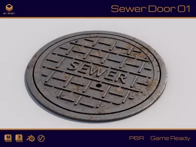 Sewer door 01 Low-poly 3D model