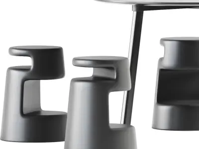 Hay CPH Deux 220 Round Table and Stool 2525 JR by Alma Design 3D model