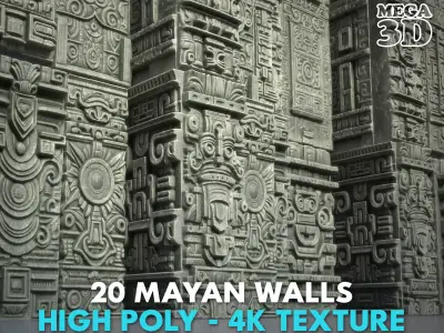 High poly Mayan Walls - 240418 3D model