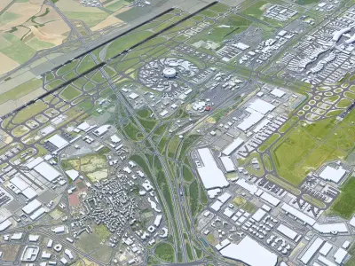 Paris Charles de Gaulle Airport 15km Low-poly 3D model