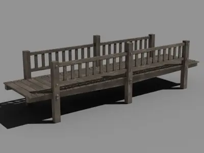 Bridge old wooden Low-poly 3D model