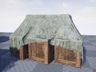 Wooden Crates Set Low-poly 3D model