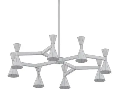 POULINA modern chandelier with brass and shades 3D model