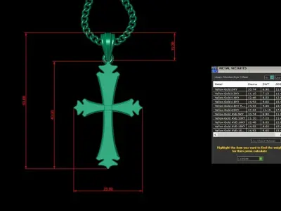 Light Gold 18K Cross Pendant 1CP007 3D print model