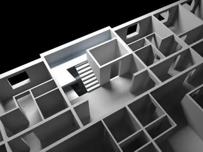 model of apartment building Low-poly 3D model