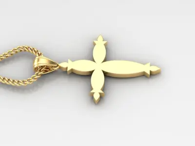 Light Gold 18K Cross Pendant 1CP062 3D print model