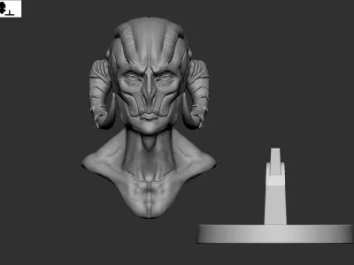 Alien Head Bust 3D Print Model 3D print model