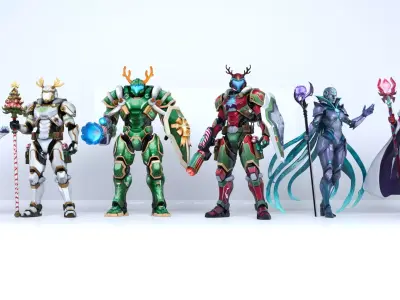 Christmas Sci-Fi Warrior Pack  6 Festive Battle Heroes 3D model