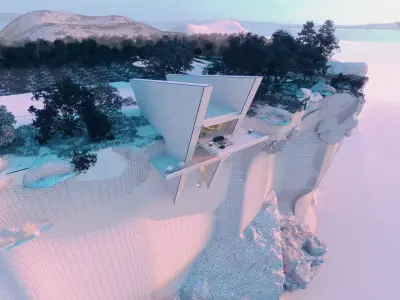 Beach Mountain cliff house Modern architecture Revit and 3ds max 3D model