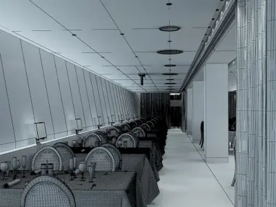 Luxurious Vip Restaurant With A View To Football Stadium  3D model