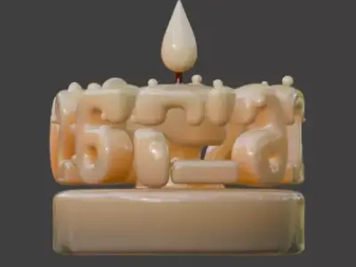 High-Quality 3D Cartoon New Year  Candle Low-poly 3D model