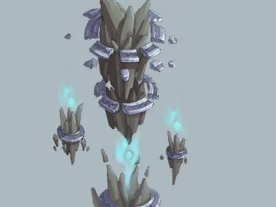 Game Model - broken prominent rock pillars 3D model
