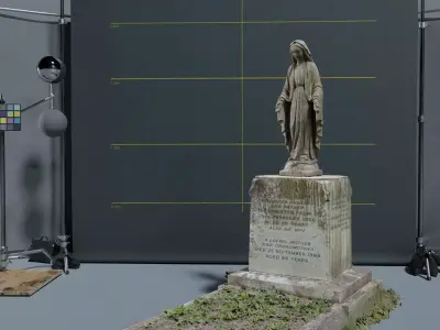 Gravestone Statue with open hands Low-poly 3D model