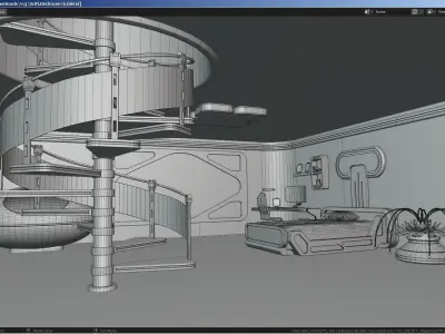 Sci-Fi Stylized Isometric Bedroom 3D model