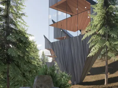 Modern Tree House Low-poly 3D model