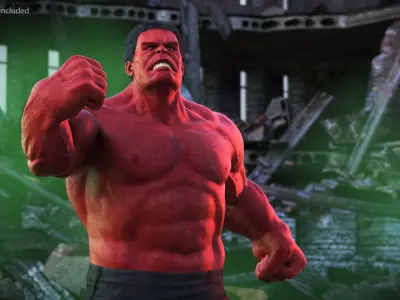 Red Hulk Fur for Cinema 4D Rigged 
