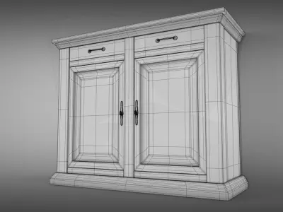 Sideboard wooden cabinet with two doors 3D model
