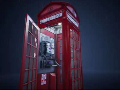 London Telephone Booth Low-poly 3D model