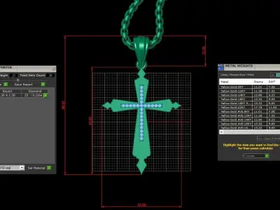 High Cross Pendant Light Gold 18K 3CP018 3D print model