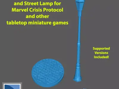 Marvel Crisis Protocol Base and Street Lamp Free 3D print model