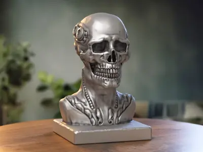 Skull robot demon dragon bust Cyborg skull dragon  3D print model