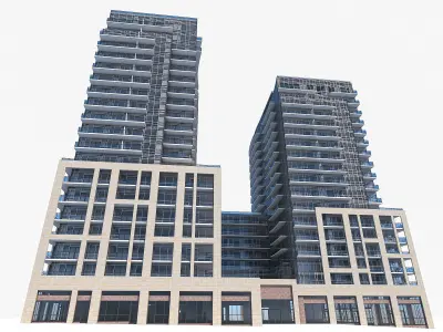 Residential Tower Complex 03 Low-poly 3D model