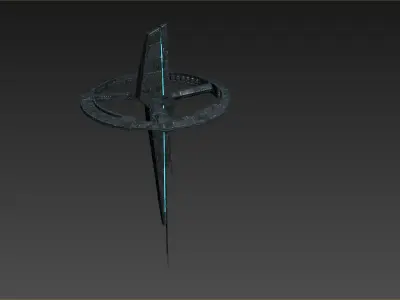 Dagger Spaceship Station sci fi Low-poly 3D model