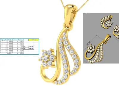 Earring Pendant Set 3dm STL OBJ FBX Render Details 3D print model buy