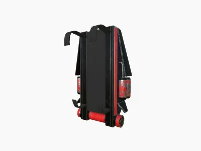 SciFi Backpack F09 Red - Fashion Character Design Low-poly 3D model