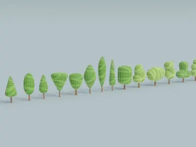 3D Asset - Low-poly stylized trees set Low-poly 3D model