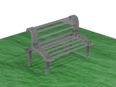 Stone Garden Bench Low-poly 3D model