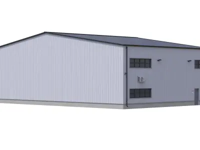 Industrial Building Low-poly 3D model 11