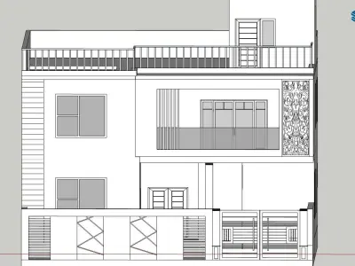 Modern house  Low-poly 3D model