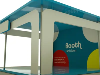 exhibition booth blue 5x5 3D model