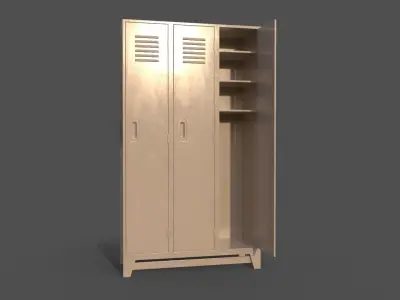 PBR School Gym Locker 08 - White Low-poly 3D model