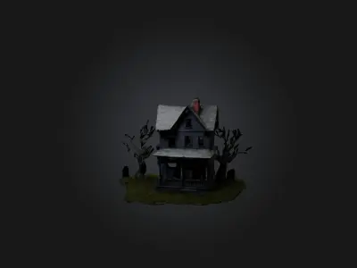 Realistic Haunted House Model Low-poly 3D model