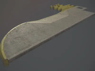 Sidewalk - Modular Set 4 with Yellow Curb Low-poly 3D model