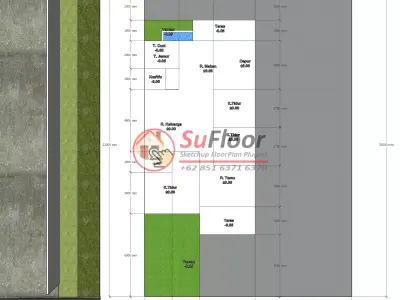 House 8x14m code 525 - Sketchup 3D model 3D model 3D model