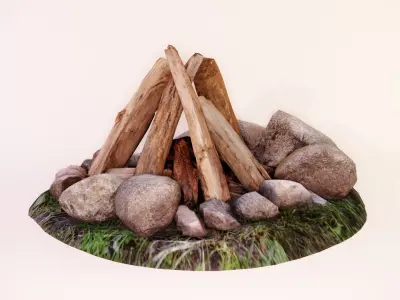 Realistic Campfire Low-poly 3D model