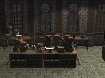 Dungeon Set Wizard Laboratory Low-poly 3D model