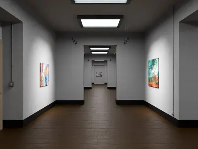 Art Gallery Interior 40 Painting Placeholders Modern Traditional 3D model