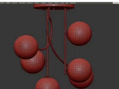 Modern 6 Heads Chandelier Low-poly 3D model