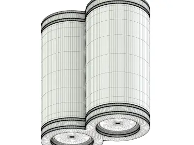 Double White Cylindrical Light 3D Model 3D model
