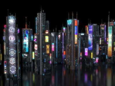  Scifi building Cyberpunk Futuristic building Kitbash Bundle 