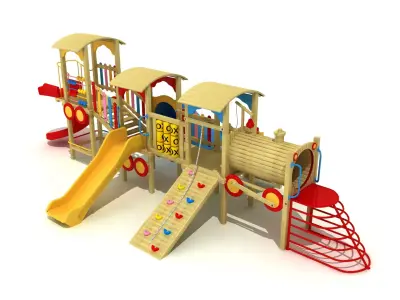  3D Train High Quality Wood Playground Outdoor 3D model
