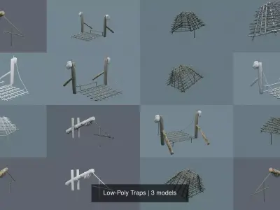 Low-Poly Traps piece of barbed wire 3D Model Pack