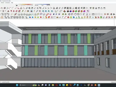 Contemporary office building facade 3D model