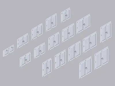 Set of low-poly bivalve windows Low-poly 3D model