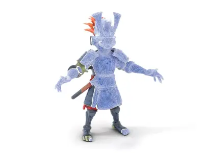 Undead Samurai Warrior Rigged and Animated Character Model Low-poly 3D model