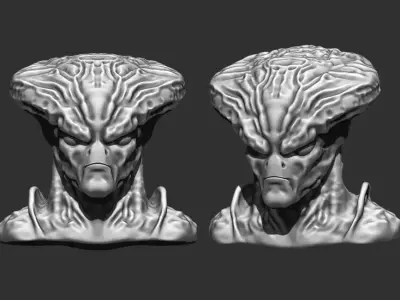 Alien Bust 11 -STL File for 3D Printer - Sci-Fi Decor 3D print model